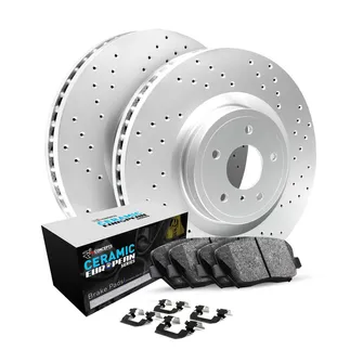 R1 Concepts WMTH1-31302 Rotors - Carbon Coated - Drilled W/ Euro Ceramic Pads & Hdw